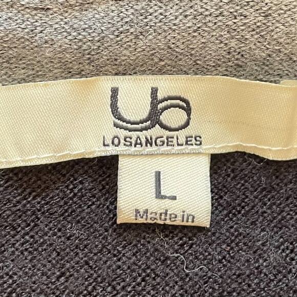 Ya Los Angeles Cotton Blend Black Gray Stripe Long Open Cardigan Sweater Hood L - Picture 6 of 10